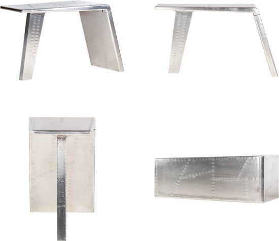 vidaXL Bureau luchtvaartstijl 112x50x76 cm metaal zilverkleurig