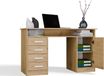 BDW ADA Bureau avec 4 tiroirs et 1 armoire, 125 x 75 x 55 cm, Biruo, bureau pour chambre d'enfant, salon, chêne artisanal