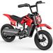 Dirtbike électrique pour enfants - Modèle A12 - Moteur 350W - Batterie 36V 5,2Ah - Jusqu'à 25 km/h - Roues de 30 cm - Double suspension - Freins électriques et à disque - Rouge