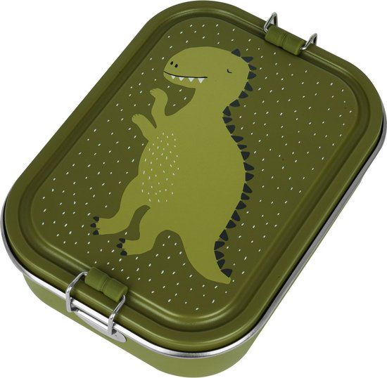 Trixie Brooddoos groot - Mr. Dino - Groen - Lunchbox voor kinderen - 2 vakken