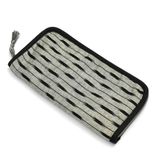 Lantern Moon Opbergtas voor breiaccessoires - katoenen gereedschapstas met ritssluiting - opslag voor brei-apparatuur, haaknaalden, kabels, noties - 19 x 10,5 x 3 cm, Grijs en Zwart