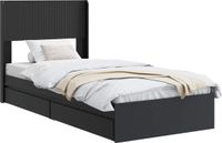 vidaXL Bedframe met opbergruimte en hoofdbord Zwart 75 x 190 cm