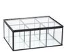 Bellatio Design Sieraden organizer - zwart - 6-vaks - metaal / glas - 22 x 16 x 9 cm - juwelenkistje