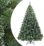 vidaXL Kunstkerstboom met Scharnier en Sneeuw Vilt Groen 210 cm