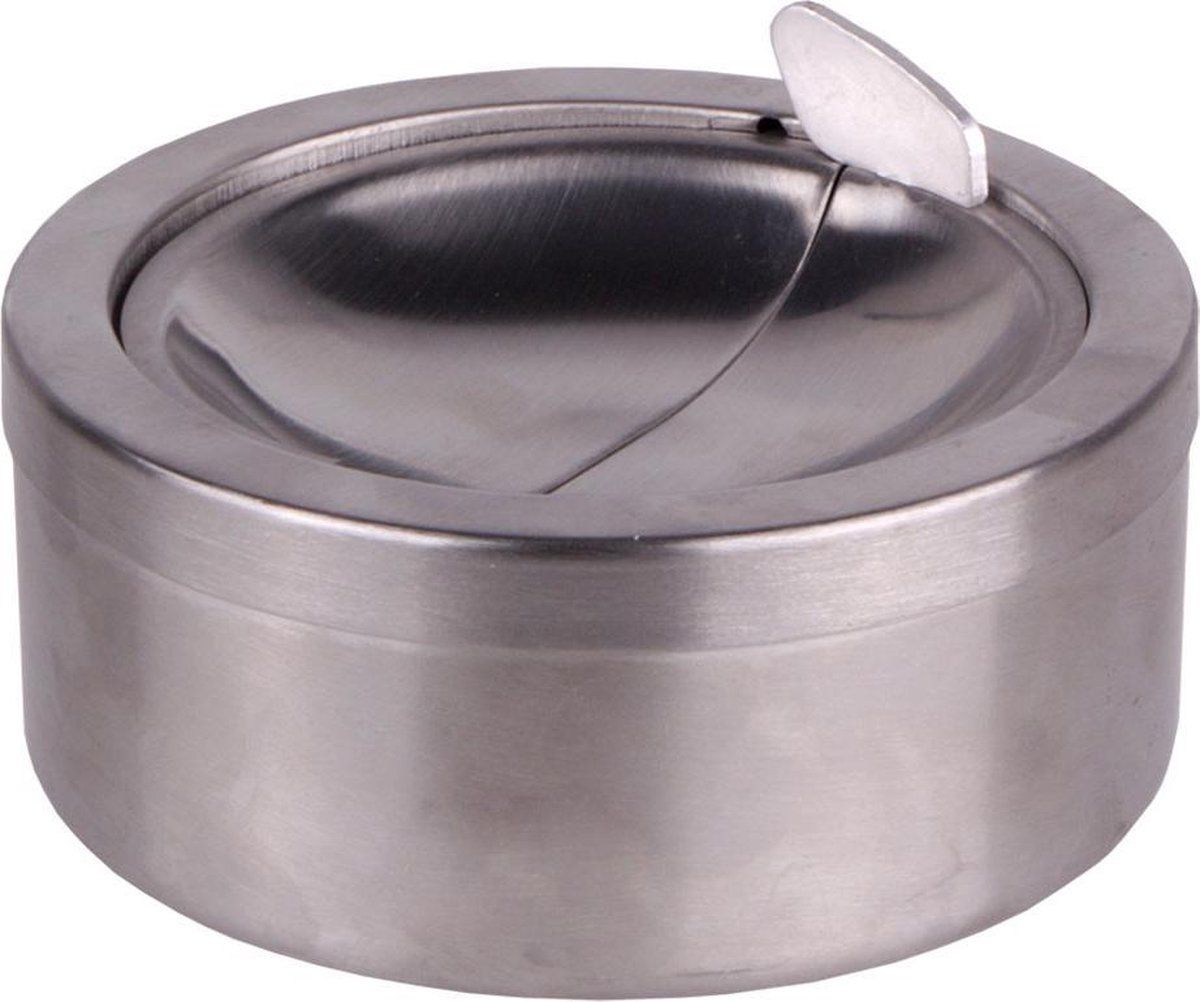 Tuimelasbak | RVS | Zilver | 11 cm | Asbak | Klep