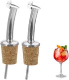 Westmark 2 Spirits/Oil schenker voor flessen, met klep, met luchtbuis, metaal/messing, nikkelvrij, natuurlijke kurk, Classic Standard, zilver, 42502280