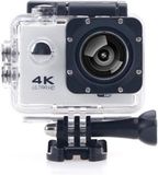 Merkloos 4K actiecamera met wifi, waterdicht, Ultra HD 140° groothoek, beeldstabilisatie, HD-scherm en accessoirekit (wit)