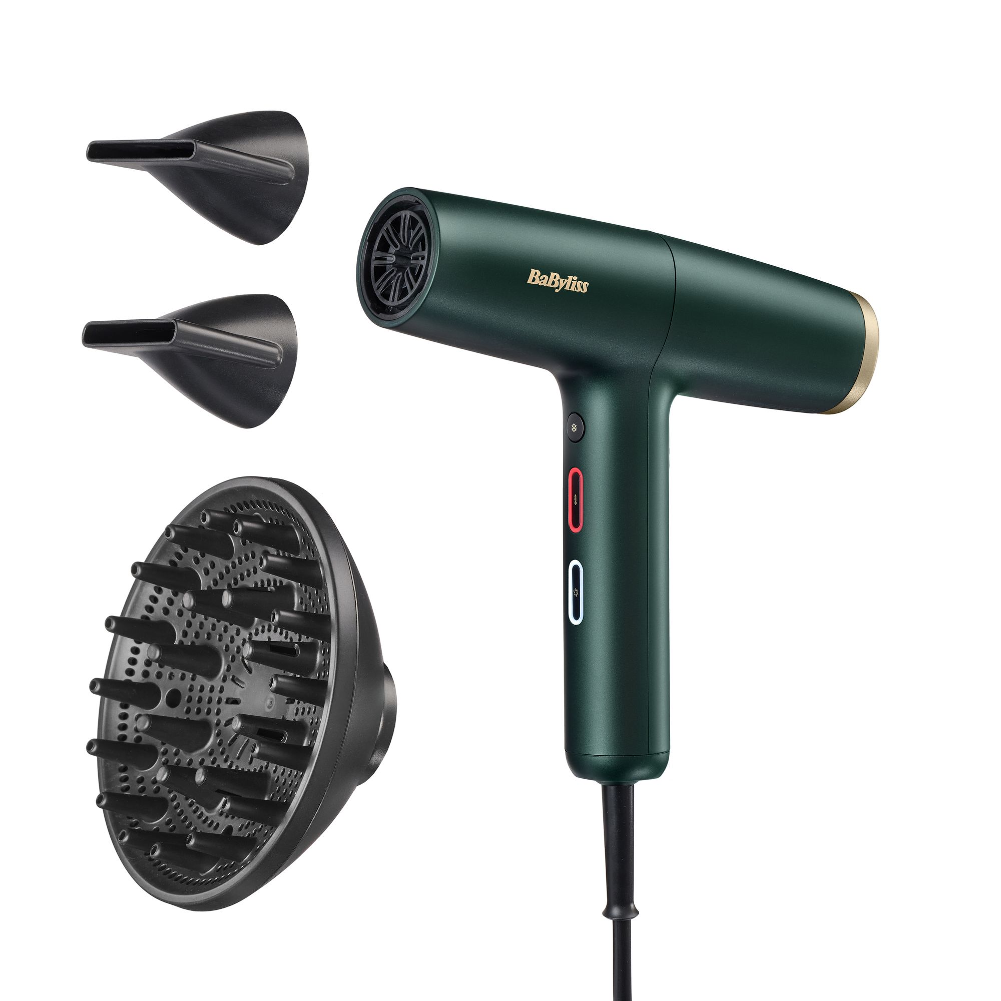 BaByliss Air Power Pro D6555DE Föhn - 1700W - 200 km/u - Met Diffuser - Donkergroen