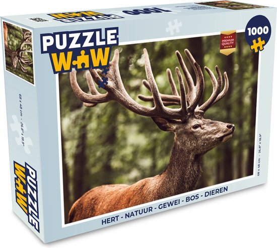 MuchoWow Puzzel Hert - Natuur - Gewei - Bos - Dieren - Legpuzzel - Puzzel 1000 stukjes volwassenen - Sinterklaas cadeautjes - Sinterklaas voor grote kinderen