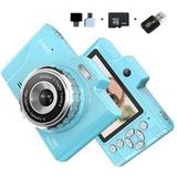 Aiorber Digitale camera met dubbele camera, 4800W, 2,8" IPS-scherm, 8x zoom, 32 GB, met flitser, groen