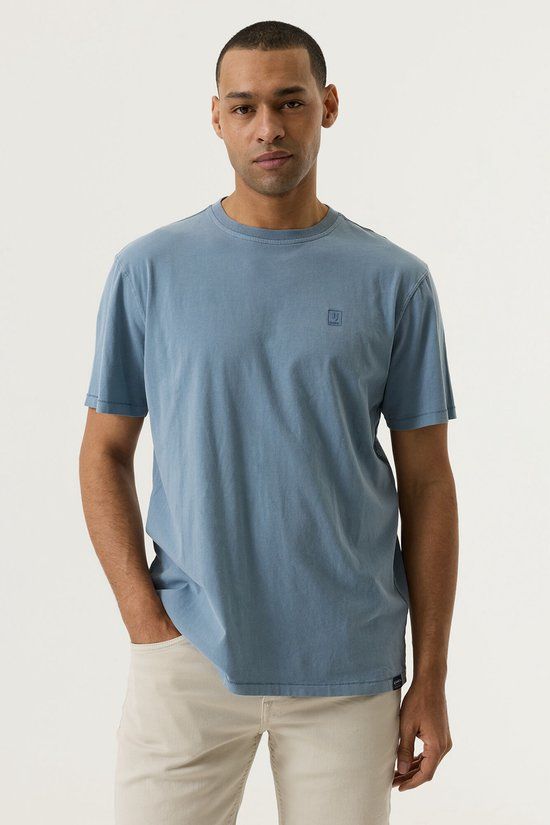 GARCIA Heren Effen T-shirt Blauw Korte mouw