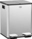 ZKOO B.V. 2 x 20 L double poubelle, ouverture à pédale, facile à nettoyer, acier inoxydable, plastique, argent