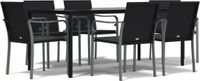 vidaXL 7-delige Tuinset met Kussens, Poly Rattan en Staal