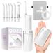 OOZZ Compact Oral Irrigator voor op reis, zakflosser met USB-C-opladen, 5 reinigingsmodi, 6 verwisselbare tips, draadloze IPX8 waterdicht, veilige lekvrije waterflosser, OZ-7214