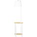 Lampadaire en bambou et lin avec 2 étagères - Ampoule E27 40W, 43 x 39,5 x 162 cm, naturel et blanc
