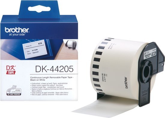 Brother DK-44205 Continue Length Tape: 62mm - Thermal paper - white - removable (30.48m