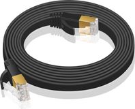 VERCO 2 meter CAT 7 netwerkkabel, patchkabel, platte kabel, RJ45, PC LAN kabel, Ethernet, plat, zwart