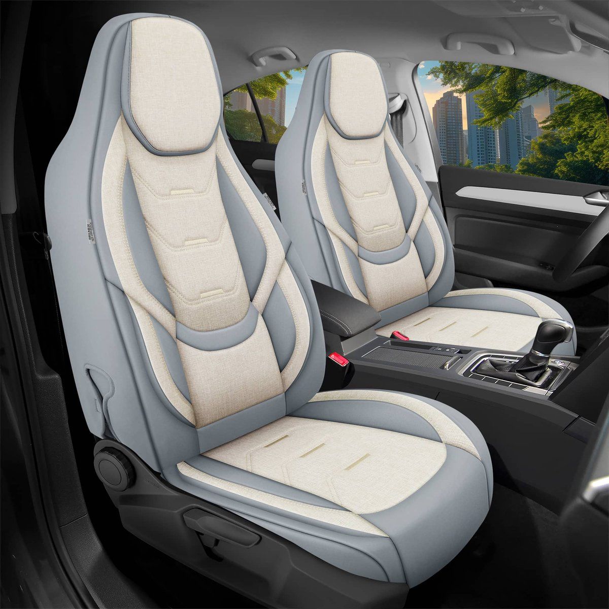 Bremer Sitzbezüge Karmann Premium Camper stoelhoezen voor Dexter 550 H3 in Grijs/Beige (2 losse stoelen)