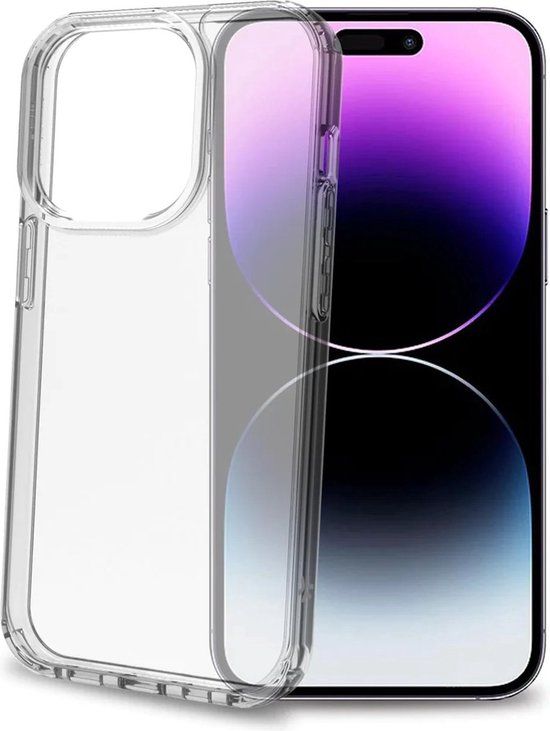 Celly Freedom Siliconen hoesje met koord - Geschikt voor Apple iPhone 15 Pro - TPU Back Cover - Transparant