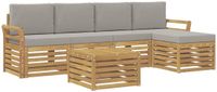vidaXL - Buiten - bank - set - 6 - st - Wit - en - Lichtgrijs - Polyester