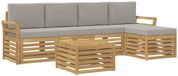 vidaXL - Buiten - bank - set - 6 - st - Wit - en - Lichtgrijs - Polyester