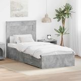 vidaXL Bedframe met lade Beton Grijs 100 x 200 cm Bewerkt hout