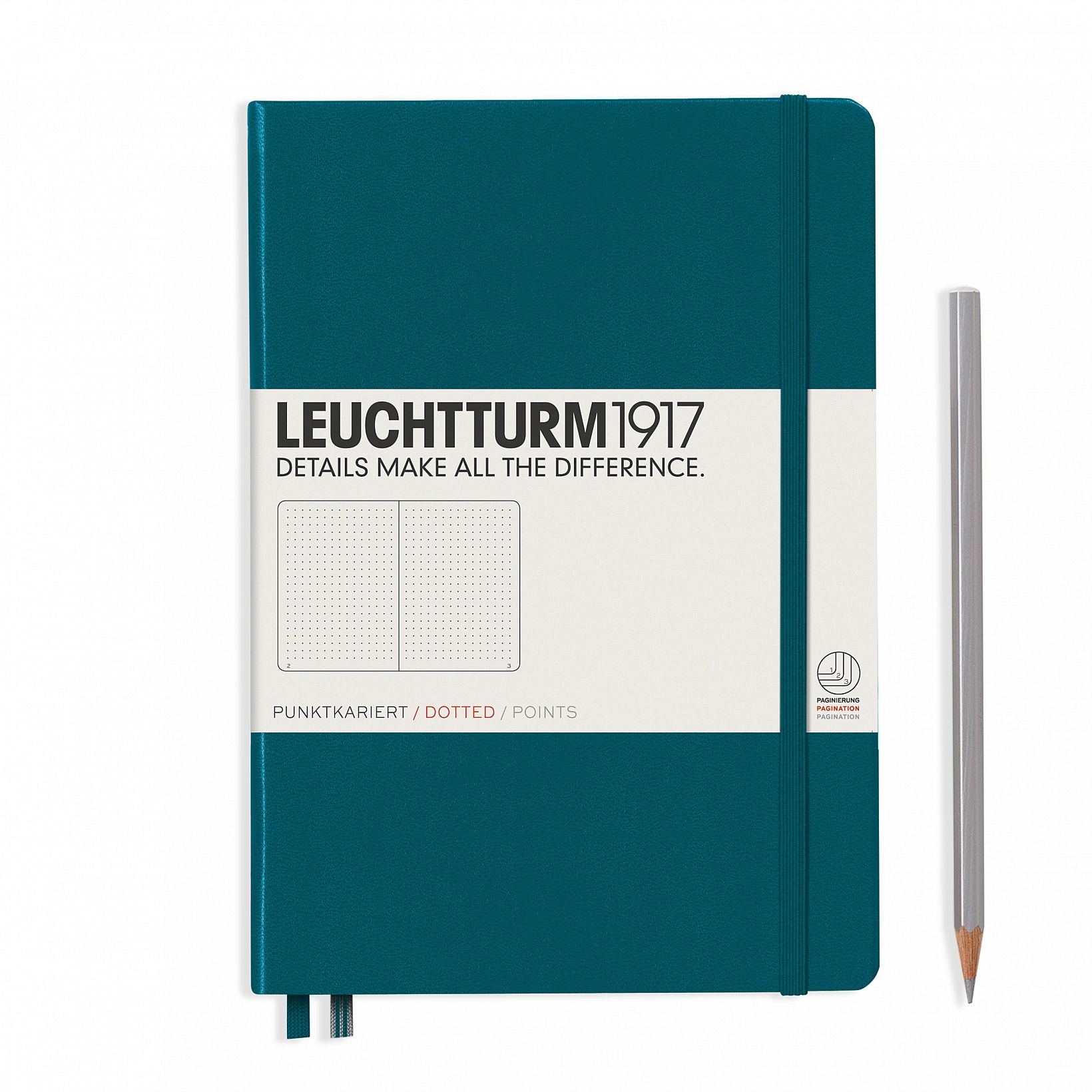 Leuchtturm1917 A5 Hardcover Notebook - Pacific Green - Dotted - 251 Pages