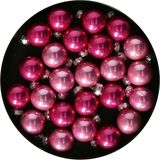 Othmar Decorations mini kerstballen - 24x st - roze tinten - glas - 2,5 cm
