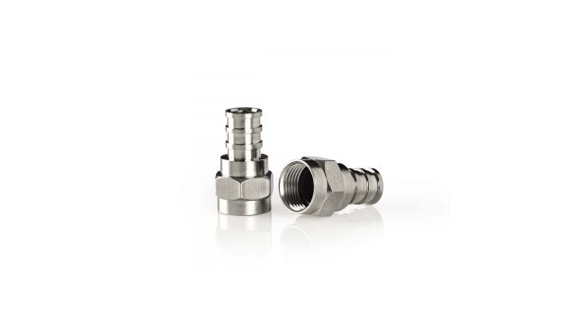 Nedis CSBW41913ME F-connector Weerbestendig Mannelijk - Voor 5 5 Mm Coaxkabels 2 Stuks Metaal