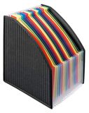 VELOLFEX VELOFLEX 4446380 - Staande dossierdoos DIN A4, sterke PP-folie, met textiel versterkte randen, doos met 23 kleurrijke vakken, geschikt voor A4-documenten, flexibel bodemdeel, zwart, 1 st.