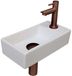 INK - Fonteinpack Porselein Rechts incl. Fonteinkraan - Design Sifon - Design Plug en Montageset - 360x180x90 Mm - Glans Wit/mat Rose Goud