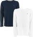 Tommy Hilfiger T-shirt Unisex - Maat 164/170 - Katoen - Lange mouw - Ronde hals - Donkerblauw/Wit - Set van 2