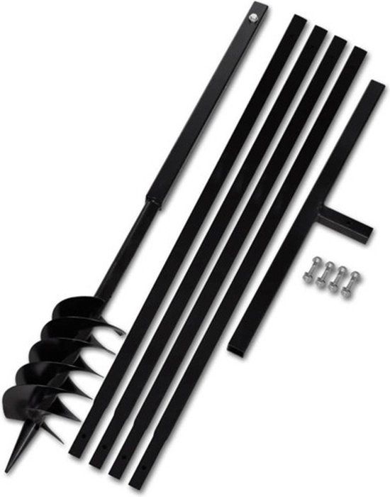 vidaXL Grondboor met handvat 120 mm en verlengstukken 5 m (staal)