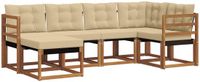 vidaXL Hoek loungeset 6 zitplaatsen Natuurlijk en beige Acacia hout