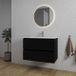 Saniclass Chaci Badkamermeubelset - 80x46x55cm - keramische wastafel wit - 1 ovale wasbak - 1 kraangat - 2 lades - ronde spiegel met verlichting - mat zwart