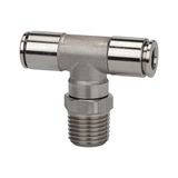 Riegler T-steekschroefverbinding, draaibaar, R 1/4 a., voor buitenslang Ø 6 mm, werkdruk max. 15 bar, roestvrij staal 1.4404