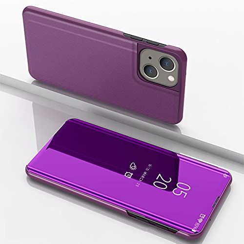 Hülle Hülle® Mirror Plating Clear View Stand Function Flip Hoesje Compatibel voor Apple iPhone 13 mini (Glamour Paars)