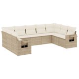 vidaXL 9-delige Loungeset met Kussens, Poly Rattan, Beige