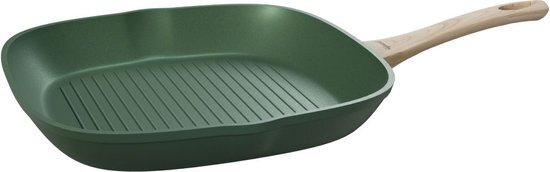 Forest Grillpan – 28 cm – Duurzame grillpan – Steakpan – Groen – Grill pan inductie – Antiaanbaklaag – Geschikt voor alle warmtebronnen - PFOA-Vrij - Met GRATIS panbeschermer