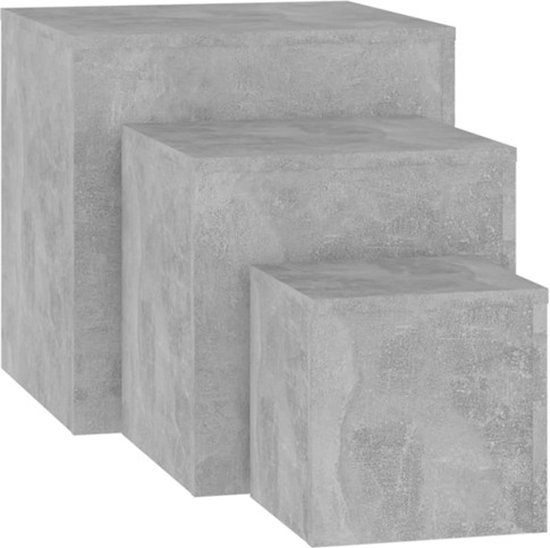 vidaXL Bijzettafels 3 stuks, bewerkt hout, betongrijs