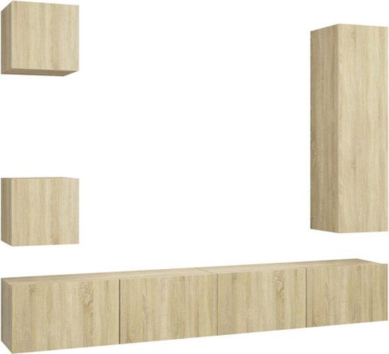 vidaXL 5-delige Tv-meubelset bewerkt hout sonoma eikenkleurig