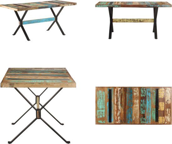 vidaXL Eettafel 160x80x76 cm massief gerecycled hout