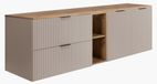 3xE living Ensemble de salle de bain : Armoire avec tiroirs, cachemire/chêne gaufré, largeur 180 cm
