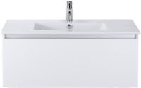 BES LED Frozen Badmeubelset 100 cm - Greeplijst in Kleur - Wit Hoogglans - Keramische Wastafel Wit 1 Kraangat