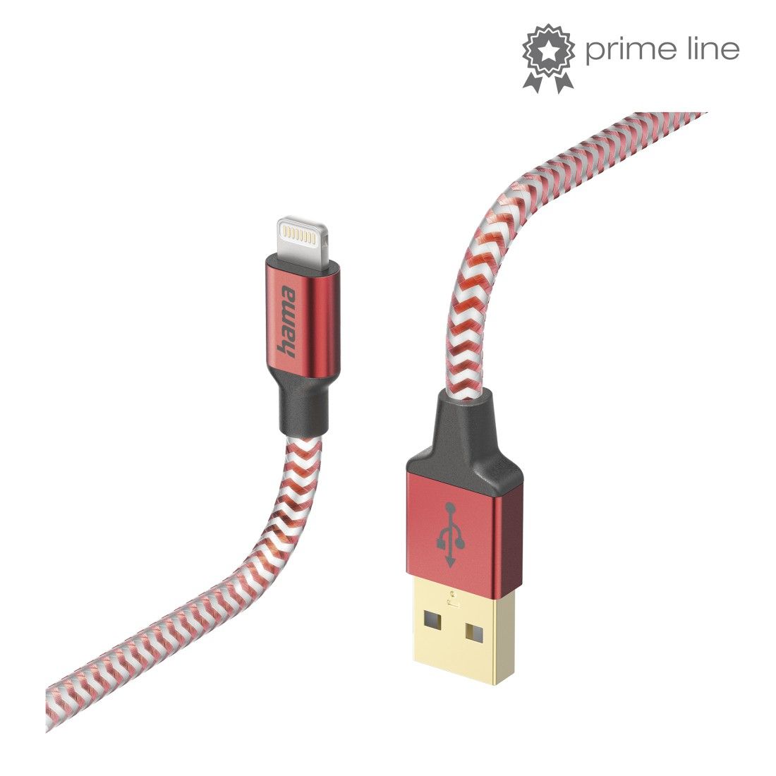 Hama Reflective Lightning naar USB-A Kabel - 1.5m - Rood