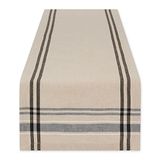 DII Franse gestreepte eettafel collectie boerderij stijl tafelloper, 35 x 183 cm, taupe/zwart