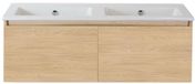 BES LED Frozen Badmeubelset 120 cm - Greeplijst in Kleur - Casella Oak - Keramische Wastafel Wit Zonder Kraangat