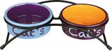 TRIXIE Eat on Feet Voer/Waterbak-Set Blauw, Oranje, Paars 12cm