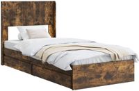 vidaXL Bedframe met opbergruimte en hoofdbord Gerookt eiken
