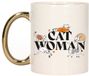 Bellatio Decorations Mok met gouden oor - Cat Women - 300 ml - Keramiek - Katten thema